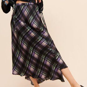 Nation LTD Skirt Georgette Plaid Small Midi New